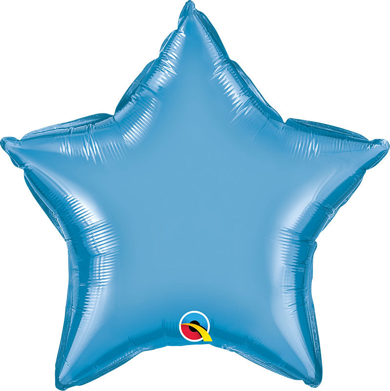 Chrome Blue Foil Star Balloons 18"
