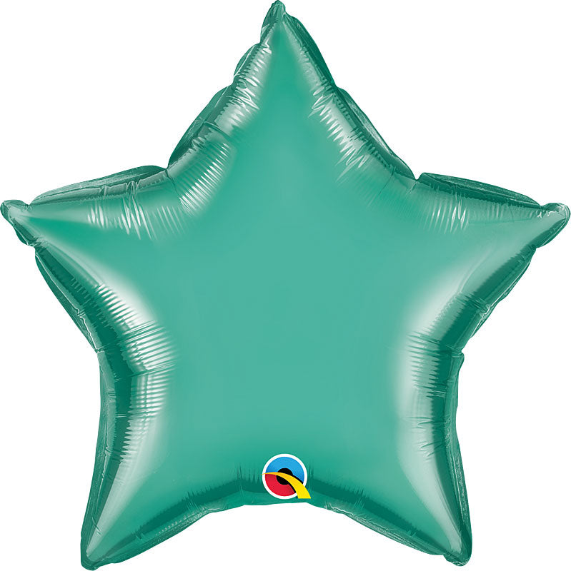 Chrome Green Foil Star Balloons 18"
