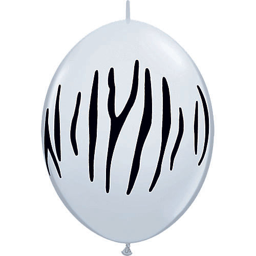 (Closeout) Qualatex Balloons Quicklink Zebra Stripes White 12" C202