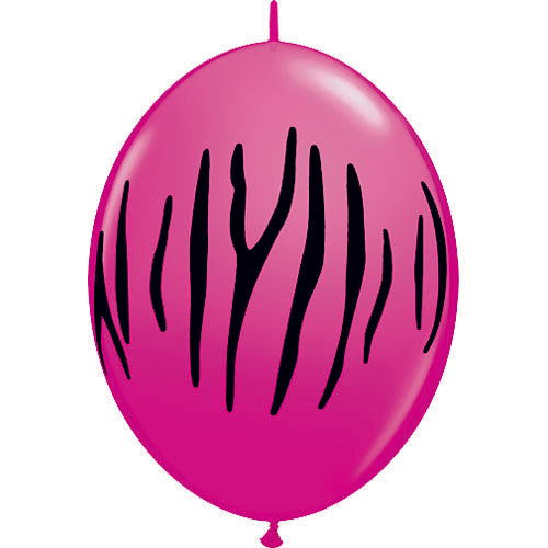 (Closeout) Qualatex Balloons Quicklink Zebra Stripes Wild Berry 12" C202