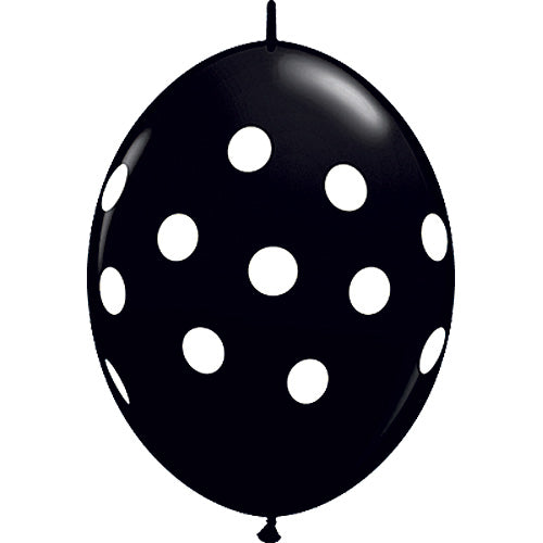 (Closeout) Qualatex Balloons Quicklink Polka Dots Onyx Black 12" C168