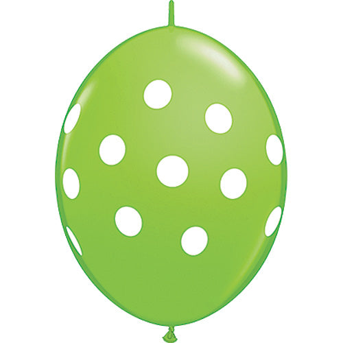 (Closeout) Qualatex Balloons Quicklink Polka Dots Lime Green 12" C163