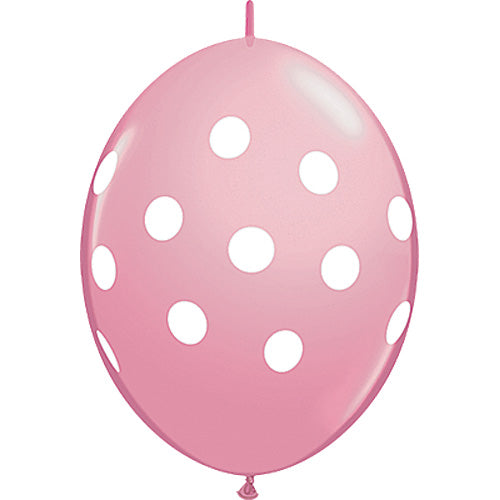 (Closeout) Qualatex Balloons Quicklink Polka Dots Pink 12" C164