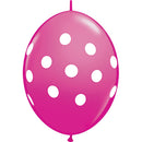 (Closeout) Qualatex Balloons Quicklink Polka Dots Wild Berry 12"