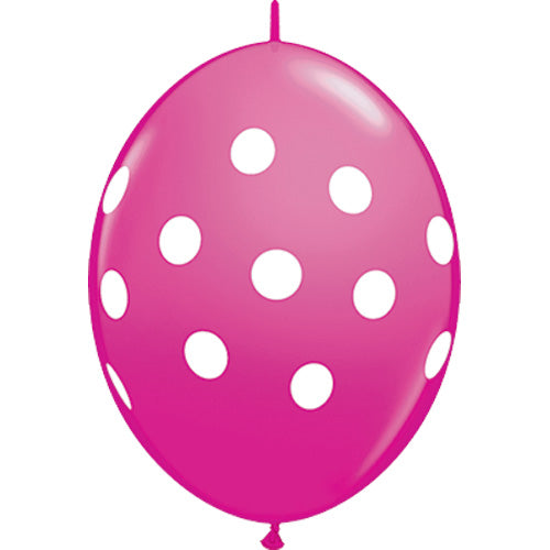 (Closeout) Qualatex Balloons Quicklink Polka Dots Wild Berry 12" C202