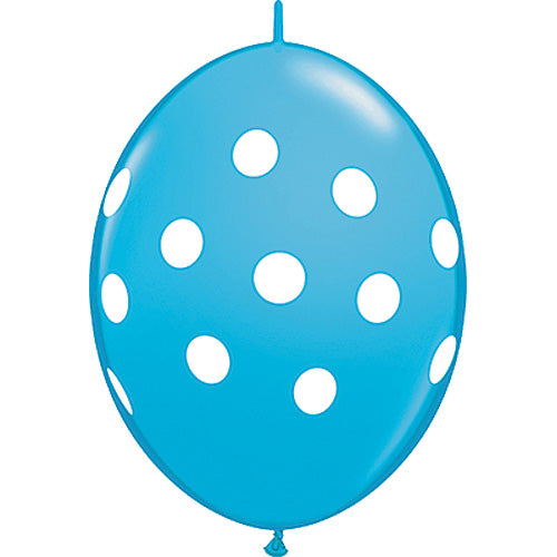 (Closeout) Qualatex Balloons Quicklink Polka Dots Robin's Egg Blue 12" C165