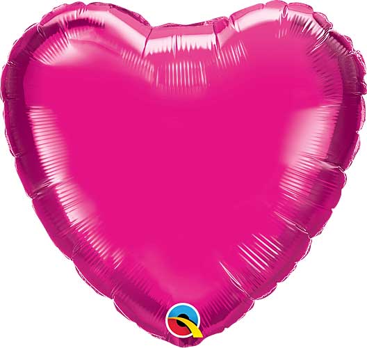 Magenta Foil Heart Balloons Size Selections