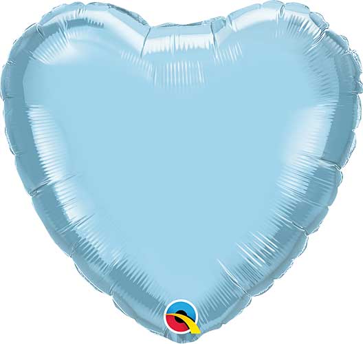 Pearl Light Blue Foil Heart Balloons Size Selections