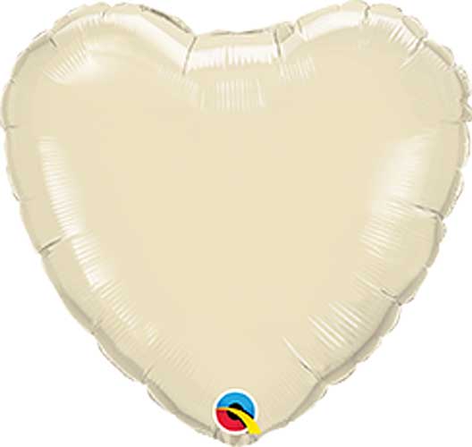 Pearl Ivory Foil Heart Balloons Size Selections