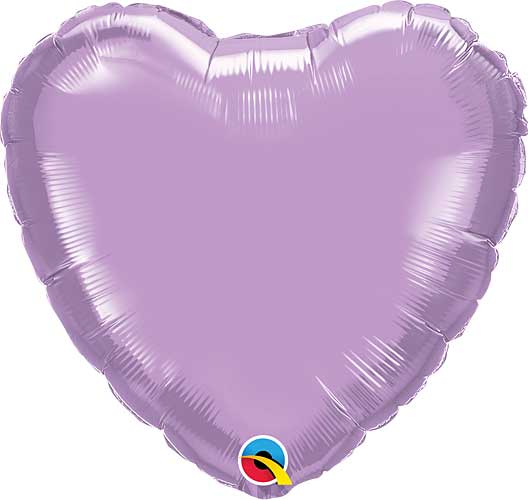 Pearl Lavender Foil Heart Balloons Size Selections